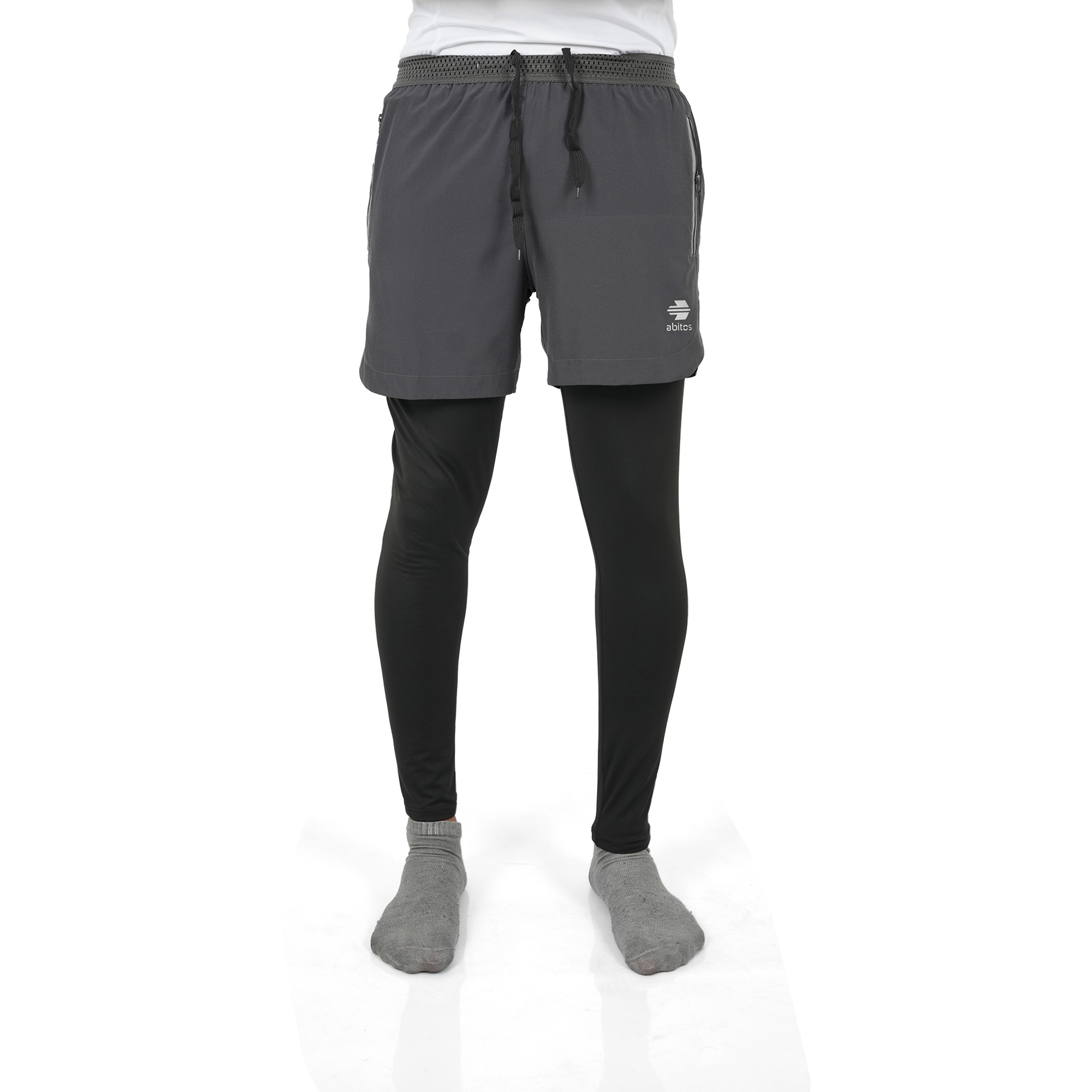 Men's 2-in-1 Running Pants - Compression Tights with Shorts