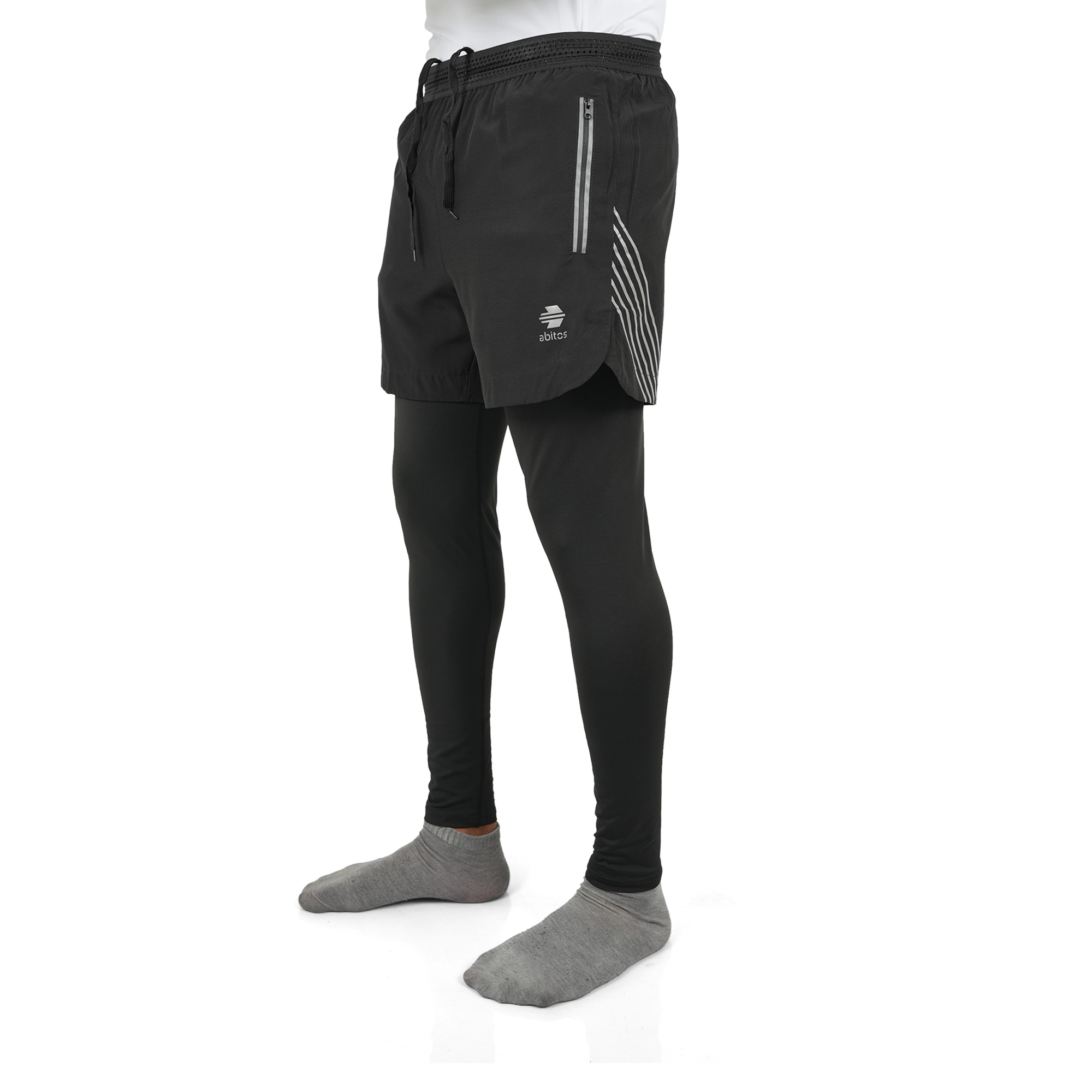 Men's 2-in-1 Running Pants - Compression Tights with Shorts